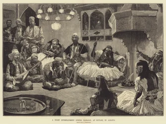 Eine Nachtunterhaltung während des Ramadan in Scutari, Albanien